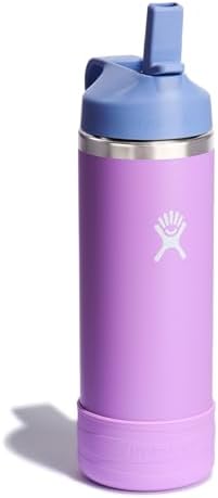 HYDRO FLASK Kids Water Bottle Jr. Stainless Steel Insulated With Straw Cap for Water, Milk, Juice, School, Camp, Sport, Play and Lunch, Easy to Clean, Leak-Resistant
