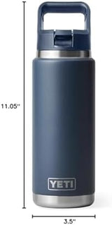 YETI Rambler 26 oz Bottle, Vacuum Insulated, Stainless Steel with Color Matching Straw Cap