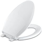 KOHLER K-4636-0 Cachet Elongated, Grip-Tight Bumpers, Quiet-Close Release Hinges, Quick-Attach Hardware, No Slam Toilet Seat, White