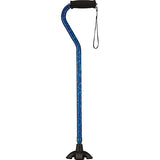 NOVA Medical Products Sugarcane, Walking Cane with All Terrain Rubber Quad Tip Base and Carrying Strap, Waves Design, Blue Rain