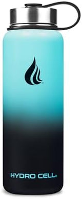 HYDRO CELL Stainless Steel Insulated Water Bottle with Straw - For Cold & Hot Drinks - Metal Vacuum Flask with Screw Cap and Modern Leakproof Sport Thermos for Adults (Teal/Black 40oz)