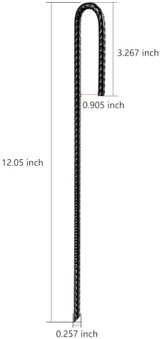Rebar Stakes U/J Hook Extra Heavy Duty,(50pcs) 12 inch x 1/4 inch Rust Proof Coated Steel Ground Stakes Ground Anchors, Garden Stake Metal Stakes Tent Stakes Trampoline Anchors (J-Hook)