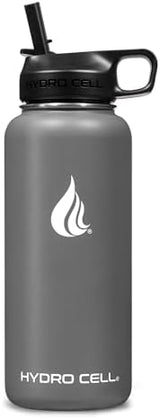 HYDRO CELL Stainless Steel Insulated Water Bottle with Straw - For Cold & Hot Drinks - Metal Vacuum Flask with Screw Cap and Modern Leakproof Sport Thermos for Adults (Graphite 32oz)