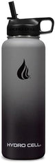HYDRO CELL Stainless Steel Insulated Water Bottle with Straw - For Cold & Hot Drinks - Metal Vacuum Flask with Screw Cap and Modern Leakproof Sport Thermos for Adults (Graphite/Black 40oz)