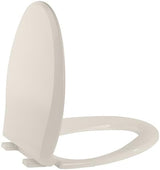 Durable Elongated Toilet Seat with Slow Soft Close - Easy to Install and Clean, Never Loosens - White, Fits Most Elongated Toilets Almond