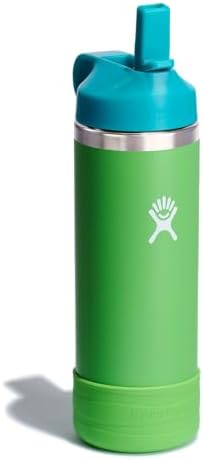HYDRO FLASK Kids Water Bottle Jr. Stainless Steel Insulated With Straw Cap for Water, Milk, Juice, School, Camp, Sport, Play and Lunch, Easy to Clean, Leak-Resistant