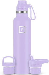 IRON °FLASK Camping & Hiking Hydration Canteens - 3 Lids (Narrow Spout Lid) Leak Proof Vacuum Insulated Stainless Steel - Hot & Cold Double Walled Sports Water Bottle - Lavender, 24 Oz