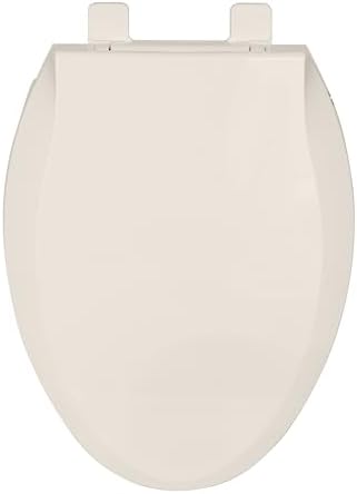Durable Elongated Toilet Seat with Slow Soft Close - Easy to Install and Clean, Never Loosens - White, Fits Most Elongated Toilets Almond