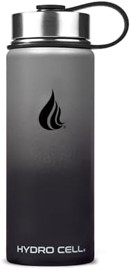 HYDRO CELL Stainless Steel Insulated Water Bottle with Straw - For Cold & Hot Drinks - Metal Vacuum Flask with Screw Cap and Modern Leakproof Sport Thermos for Adults (Graphite/Black 18oz)