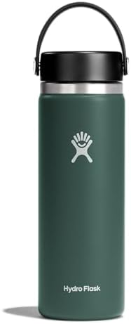 Hydro Flask Wide Mouth vacuum insulated stainless steel water bottle with leakproof closeable lid for cold water drinks, sports, travel, car and school