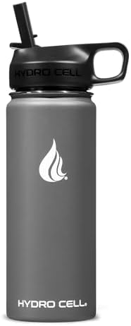 HYDRO CELL Stainless Steel Insulated Water Bottle with Straw - For Cold & Hot Drinks - Metal Vacuum Flask with Screw Cap and Modern Leakproof Sport Thermos for Adults (Graphite 18oz)