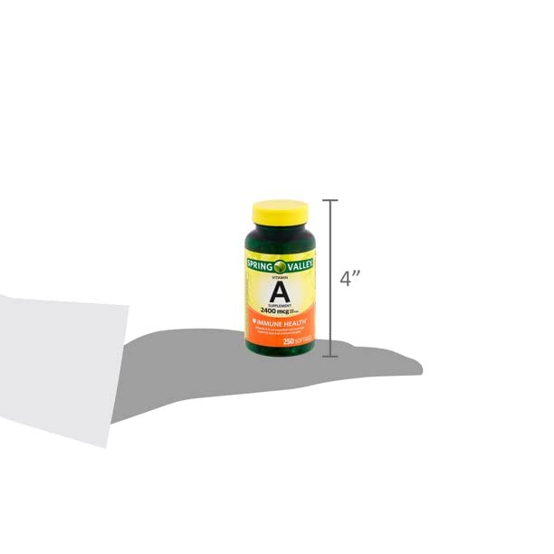 Spring Valley Vitamin A Supplement 2400 mcg- 250 Softgels Pack of 2