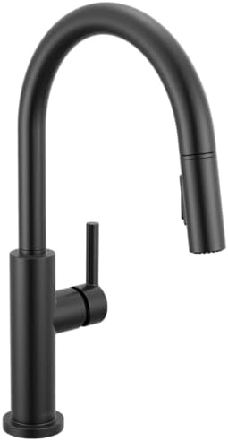 Delta Nicoli Matte Black Kitchen Faucet with Pull Down Sprayer, Modern Single Hole Kitchen Sink Faucet, Single Handle, Matte Black 19867LF-BL