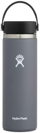 Hydro Flask Wide Mouth vacuum insulated stainless steel water bottle with leakproof closeable lid for cold water drinks, sports, travel, car and school