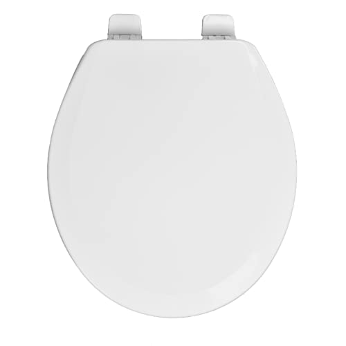 Centoco Wooden Toilet Seat Round, Closed Front with Cover, Residential, Made in the USA, 700-001, White