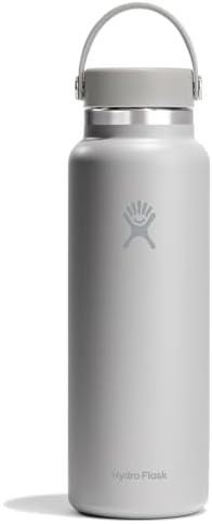 Hydro Flask Wide Mouth vacuum insulated stainless steel water bottle with leakproof closeable lid for cold water drinks, sports, travel, car and school