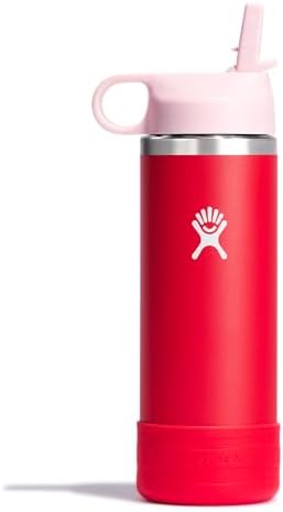 HYDRO FLASK Kids Water Bottle Jr. Stainless Steel Insulated With Straw Cap for Water, Milk, Juice, School, Camp, Sport, Play and Lunch, Easy to Clean, Leak-Resistant