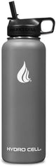 HYDRO CELL Stainless Steel Insulated Water Bottle with Straw - For Cold & Hot Drinks - Metal Vacuum Flask with Screw Cap and Modern Leakproof Sport Thermos for Adults (Graphite 40oz)