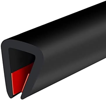Rubber Edge Trim, Self-Adhesive Rubber Edge Protector for 1/4" Mirror and Flexiglass, EPDM Material, Fit 1/4"(6mm), Length 20Ft, Black Color, U Channel Edge Trim
