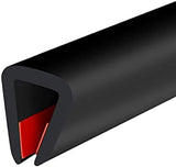 Rubber Edge Trim, Self-Adhesive Rubber Edge Protector for 1/4" Mirror and Flexiglass, EPDM Material, Fit 1/4"(6mm), Length 20Ft, Black Color, U Channel Edge Trim
