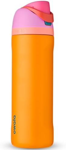FreeSip Insulated Stainless Steel Water Bottle with Straw for Sports and Travel, BPA-Free, 24-oz, Orchid/Orange (Tropical)