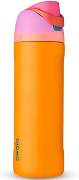 FreeSip Insulated Stainless Steel Water Bottle with Straw for Sports and Travel, BPA-Free, 24-oz, Orchid/Orange (Tropical)