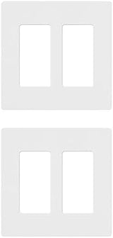 Lutron CW-2-WH-2 White Claro 2 Gang Decorator Wallplate (2 Pack) | CW-2-WH Count