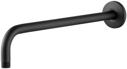 OFFO Shower Arm with Flange, 16 Inches Wall Mount Replacement Angle Shower Head Arm Wall-Mounted For Fixed Shower Head & Handheld Showerhead, Matte Black
