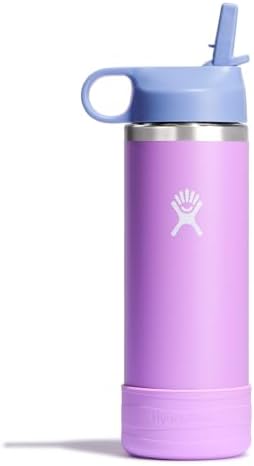 HYDRO FLASK Kids Water Bottle Jr. Stainless Steel Insulated With Straw Cap for Water, Milk, Juice, School, Camp, Sport, Play and Lunch, Easy to Clean, Leak-Resistant