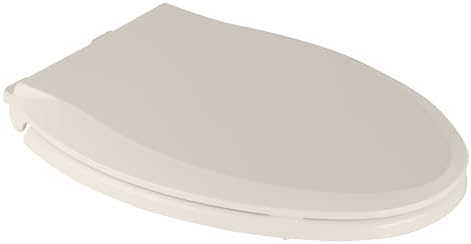 Durable Elongated Toilet Seat with Slow Soft Close - Easy to Install and Clean, Never Loosens - White, Fits Most Elongated Toilets Almond
