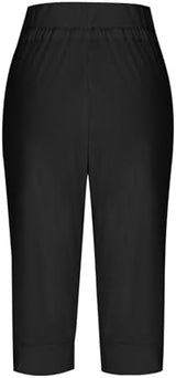 Capri Pants for Women High Waisted Drawstring Joggers Stretch Lightweight Casual Hiking Pant Capri with Pockets
