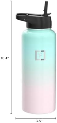 IRON °FLASK Camping & Hiking Hydration Flask with 3 Lids - Stainless Steel, Double Walled & Vacuum Insulated Water Bottle - Leak Proof & BPA Free (Bubble Gum, Straw - 40 oz)