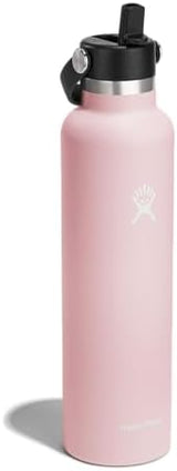 Hydro Flask 24 Oz Stainless Steel Standard Mouth Water Bottle with Flex Straw Cap and Double-Wall Vacuum Insulation