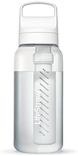 LifeStraw Go Series – BPA-Free Water Filter Bottle for Travel and Everyday use removes Bacteria, parasites and microplastics, Improves Taste, 1L Clear