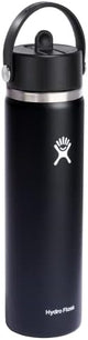 HYDRO FLASK Wide Mouth vacuum insulated stainless steel water bottle with leakproof closeable straw lid for cold water drinks, sports, travel, car and school