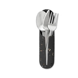 W&P Porter Stainless Steel Utensils with Silicone Carrying Case | Terrazzo Charcoal | Spoon, Fork & Knife for Meals on the Go | Portable and Compact Set