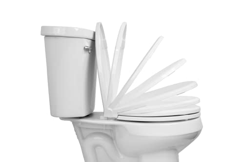 Centoco Elongated Toilet Seat Soft Close, Closed Front with Cover, Molded Wood, Made in the USA, 900SC-001, White