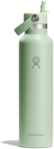 Hydro Flask 24 Oz Stainless Steel Standard Mouth Water Bottle with Flex Straw Cap and Double-Wall Vacuum Insulation
