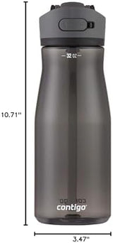 Contigo Ashland 2.0 Leak-Proof, 32oz Licorice Water Bottle with Lid Lock, Angled Straw, Dishwasher Safe