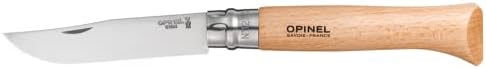 Opinel No. 12 Stainless Steel Pocket Knife, Beechwood Handle
