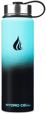 HYDRO CELL Stainless Steel Insulated Water Bottle with Straw - For Cold & Hot Drinks - Metal Vacuum Flask with Screw Cap and Modern Leakproof Sport Thermos for Adults (Teal/Black 24oz)