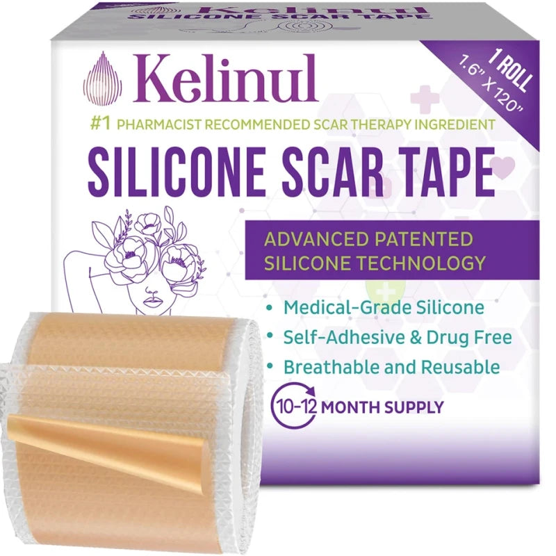 Kelinul Silicone Scar Sheets(1.6 x 120"Roll-3M) Scar Removal Silicone Scar Tape for S...