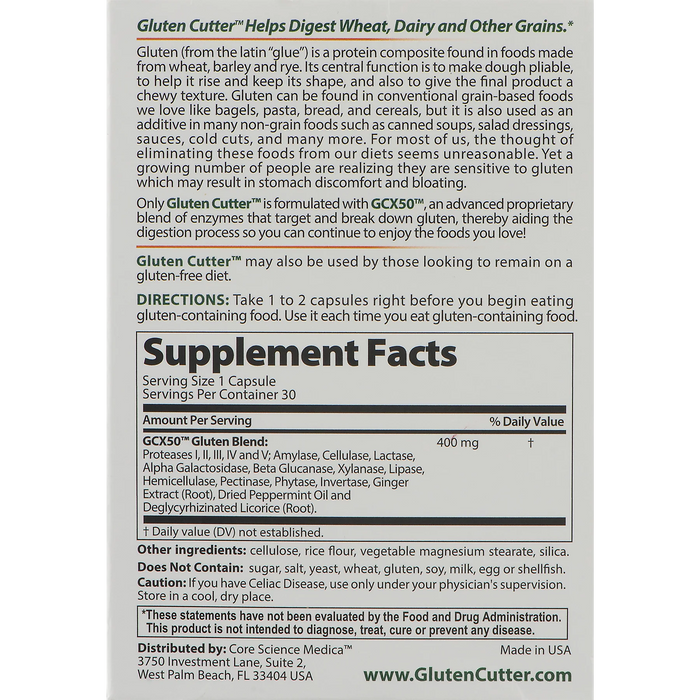 GLUTEN CUTTER Healthy Digestives Gluten Cutter, Dietary Supplement, 30 Capsules Each (Pack of 3)