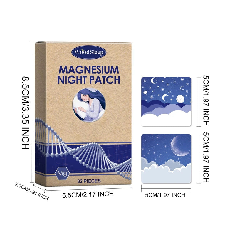 Magnesium Night Patches【32pcs】,Magnesium Oil Patch, Lavender & Chamomile Extract, Coconut Oil, All-Natural Plant Ingredients, Gentle Scent, for All Skin Types, Travel-Friendly (1 Month Supply)