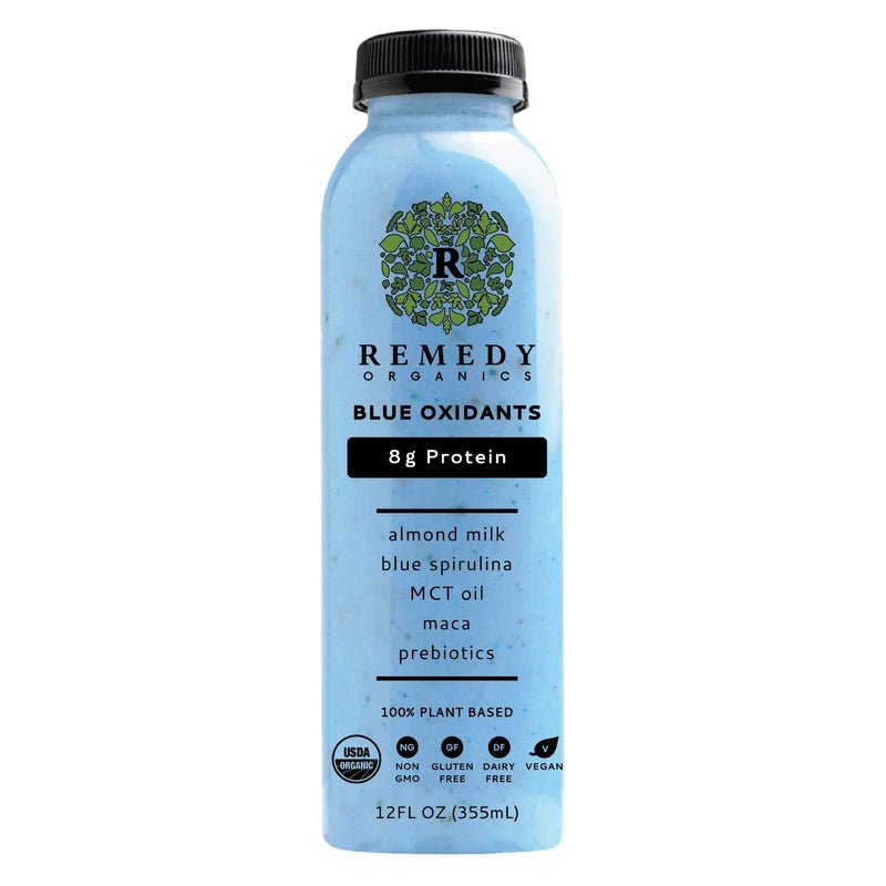 Remedy Organics Blue Oxidants 12-Pack | Plant Based Protein Shakes, Ready to Drink | USDA Organic, Gluten Free, Dairy Free, Soy Free