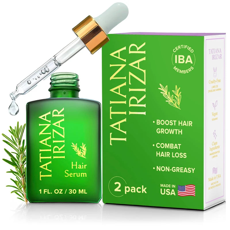 Tatiana Irizar Hair Serum for Hair Growth Serum Women Made in USA - 2 Pack Scalp Serum for Hair Growth Non-Greasy Rosemary & Amla Hair Care Vegan 1 Oz Hair Loss Treatment for Women Hair Regrowth Treatment for Women
