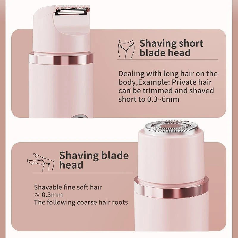 2 in 1 Rechargeable Electric Hair Shaver, 1 Count Double Cutter Head Design Hair Remover, Wet & Dry Use Body Hair Trimmer for Home & Travel - Color: Pink, Specification: 1 count