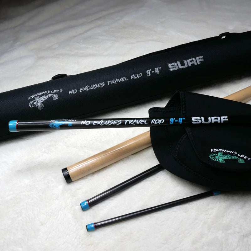 Fisherman's Life No Excuses Travel Rod with Protective case Travel Friendly Reel Protector Fish Anywhere Anytime (9 ft 4 inch)