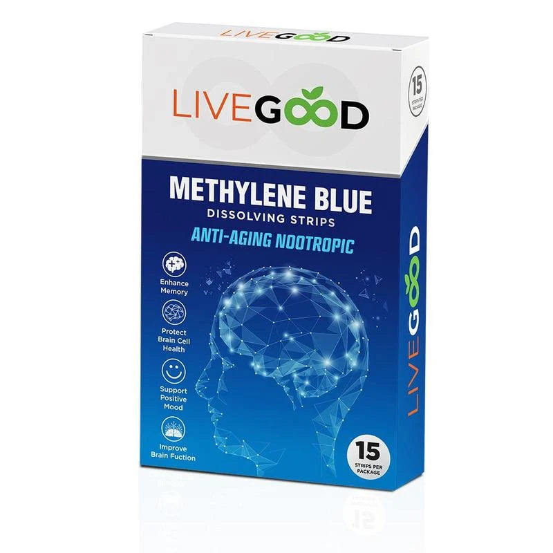 LiveGood Products Methylene Blue Dissolving Strips - Nootropic Supplement for Enhanced Brain Function, Memory, and Mental Clarity - Healthcare