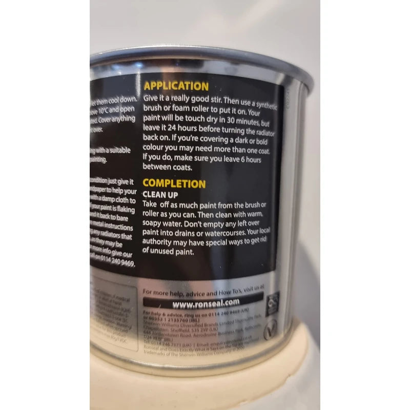 Ronseal Stays White Radiator Paint White Satin 250ml